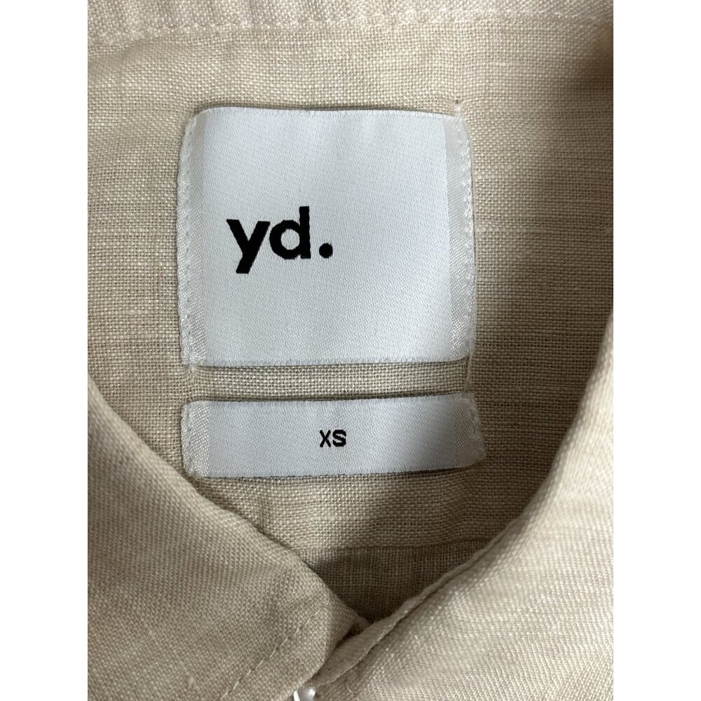Mens Beige Linen Button-Up Shirt By Yd. XS Long Sleeve Casual Wear - Picture 3 of 6